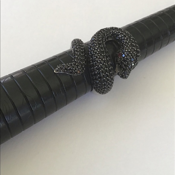 Carol Brodie Black Spinel Ruby Eye Snake Ring 8 - Picture 5 of 11